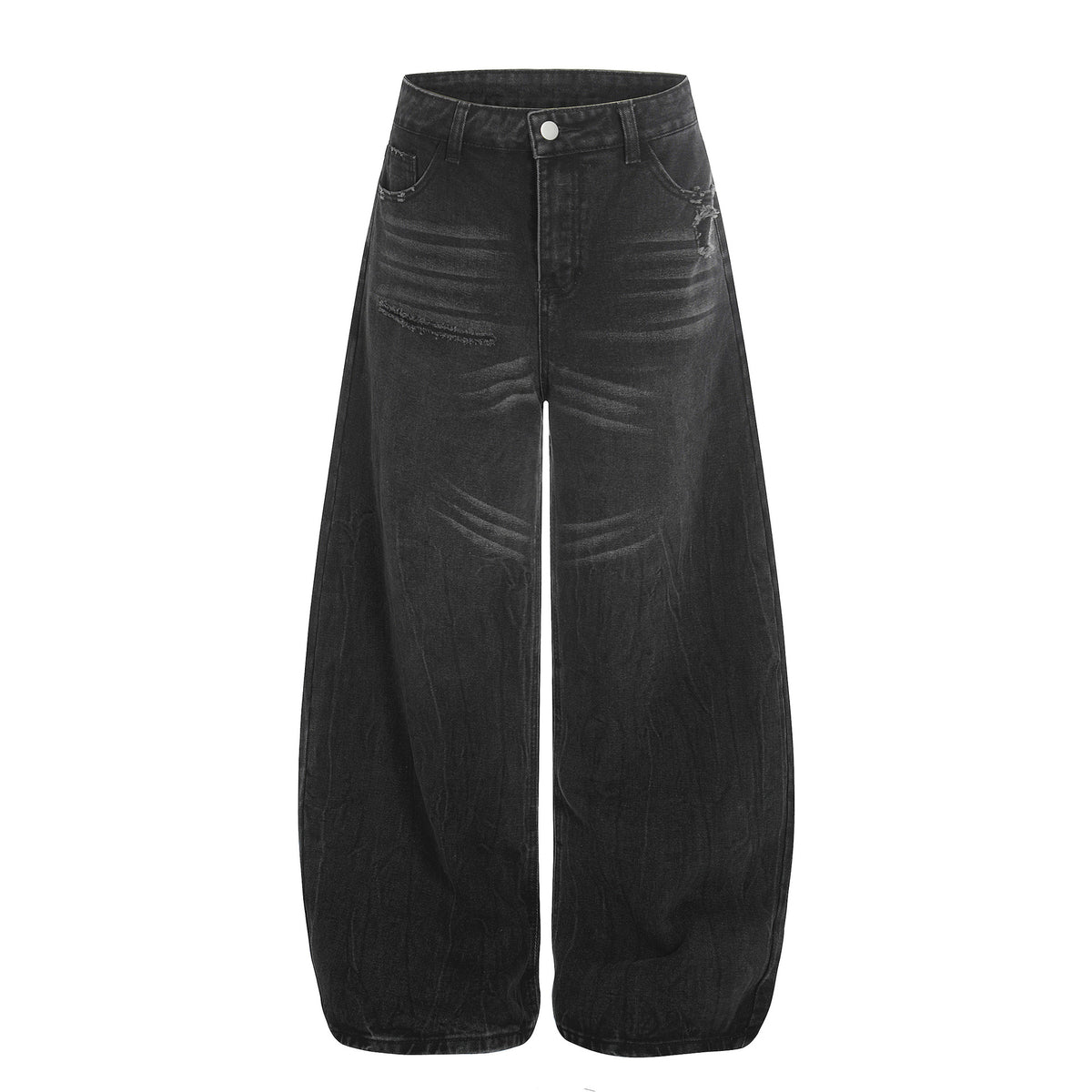 Distressed Cat-Whisker Wide-Leg Jeans Loose Silhouette Knife-Pants Versatile Floor-Length Pants