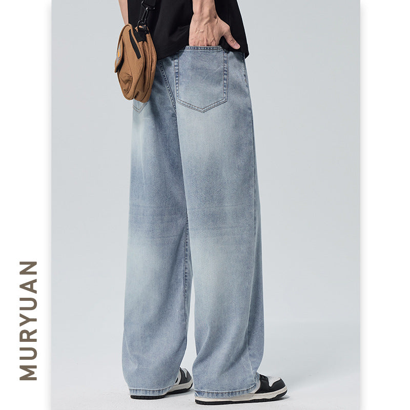 Men's Tencel Lyocell Jeans Style Loose Drape Straight Leg Pants