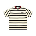 Striped decoration round neck short sleeved shirt