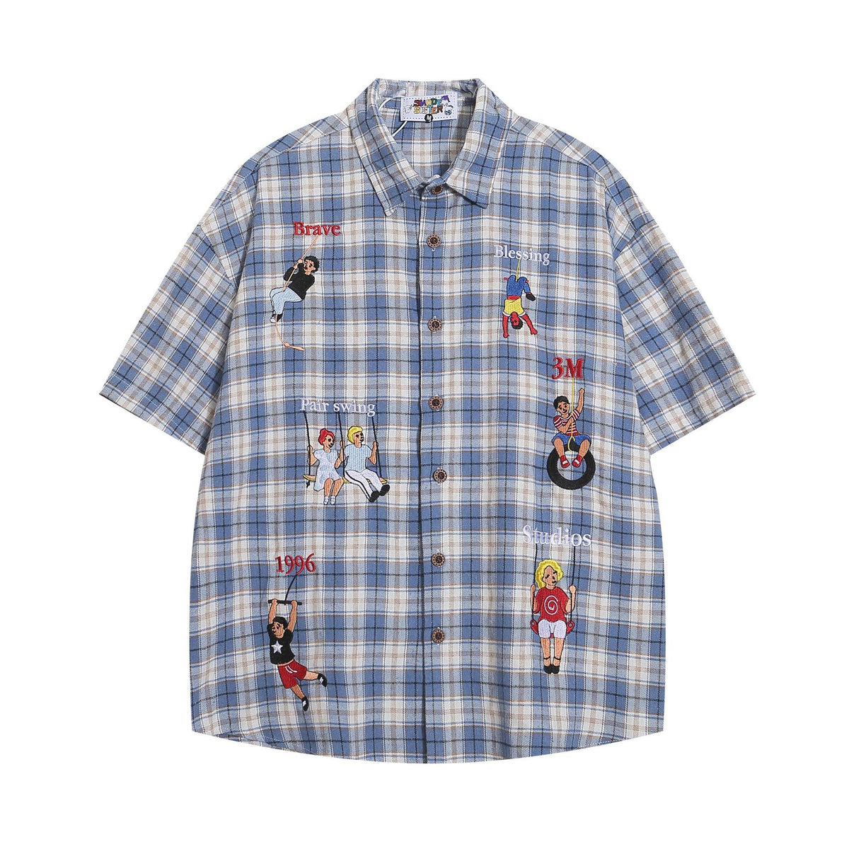 Camisa bordada de manga corta