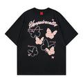 Camiseta de manga corta bordada con parche de mariposa