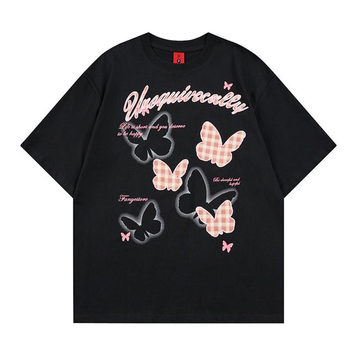 T-shirt à manches courtes brodé d'un papillon