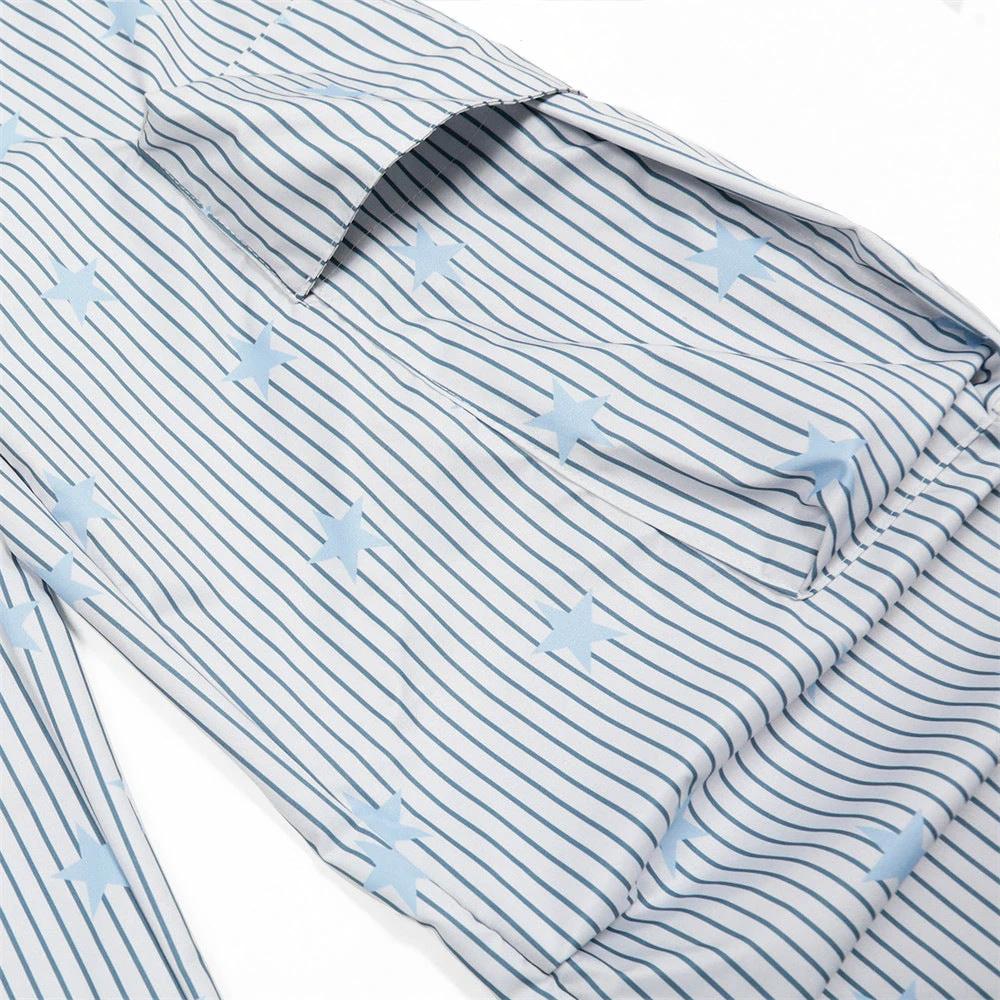 Loose Wide Leg Vertical Striped Workwear Casual Pants by eprolo