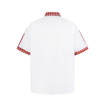 Cat Embroidered Checkered Shirt