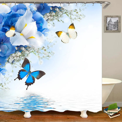Butterflies flying Waterproof Polyester Fabric Shower Curtain by eprolo