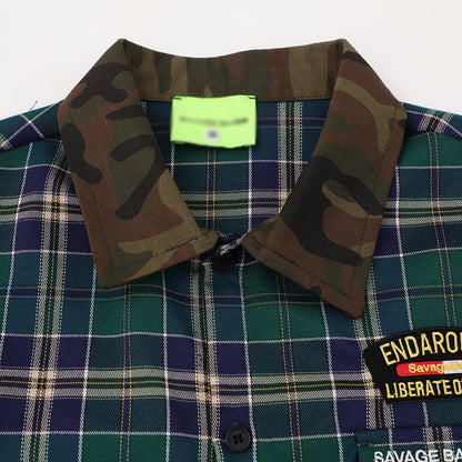 Loose plaid short sleeved shirt