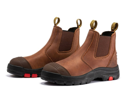 ROCKROOSTER Lumen Brown Pull-on Leather Work Boots AK224