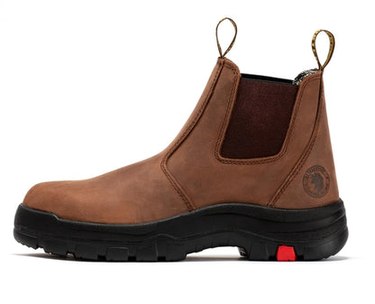 ROCKROOSTER Lumen Brown Pull-on Leather Work Boots AK224