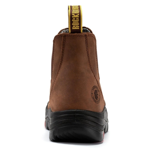 ROCKROOSTER Lumen Brown Pull-on Leather Work Boots AK224