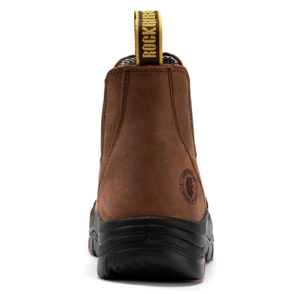 ROCKROOSTER Lumen Brown Pull-on Leather Work Boots AK224