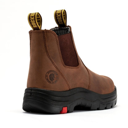 ROCKROOSTER Lumen Brown Pull-on Leather Work Boots AK224