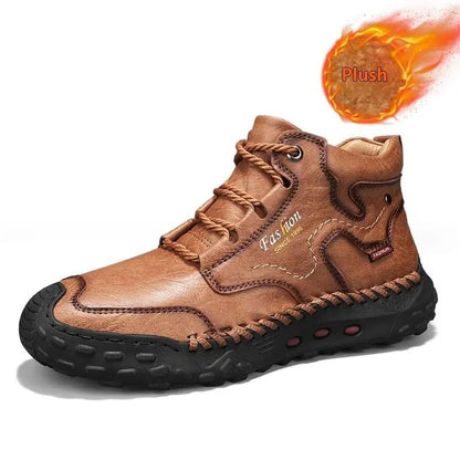 Crestview Thick Sole Martin Boot by AdTec in brown leather with a chunky black outsole.