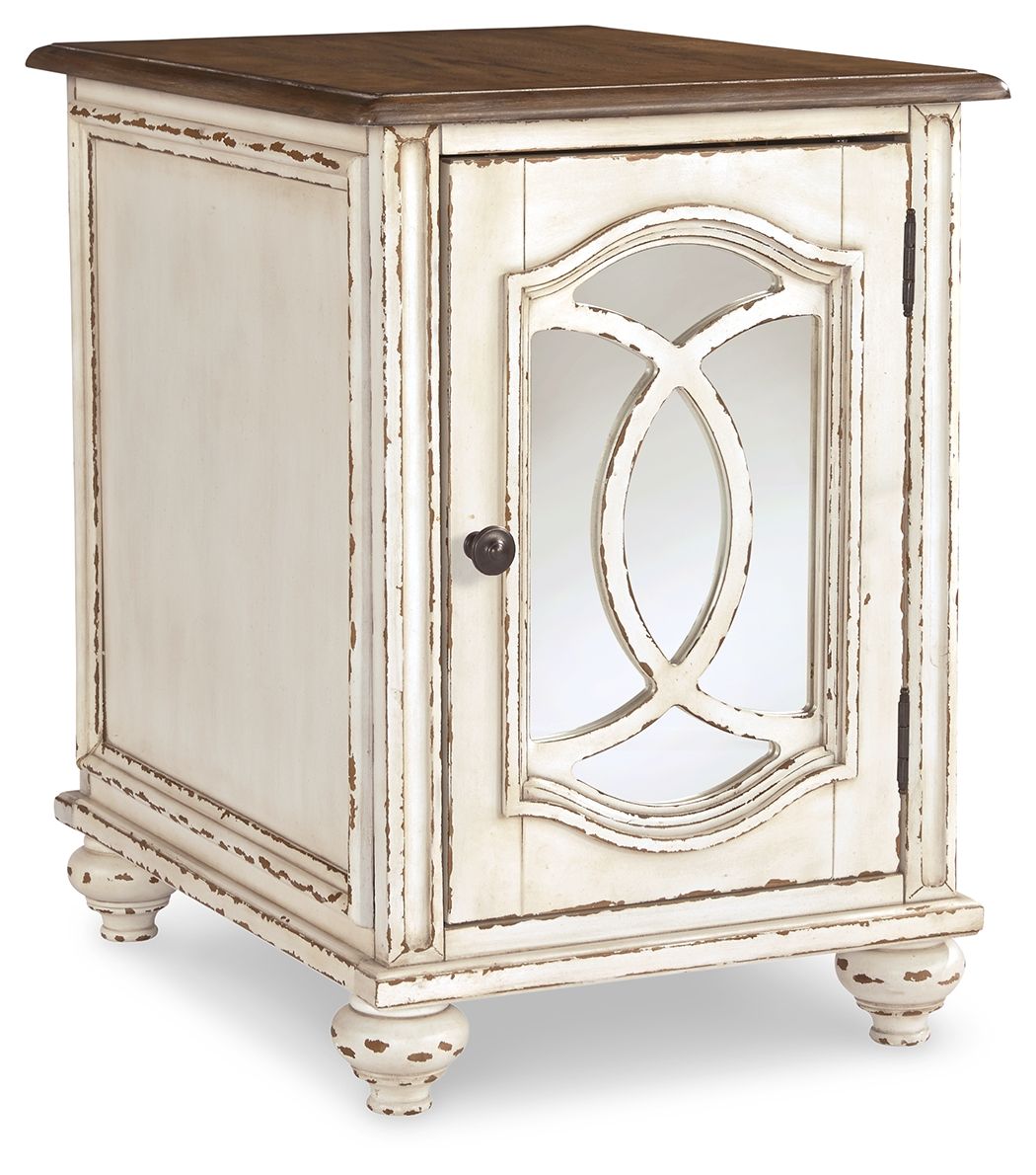 Signature Design by Ashley Realyn Chair Side End Table with Mirror White Brown-0