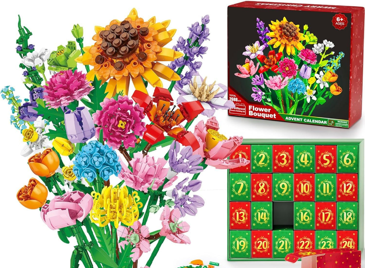 Petits blocs de construction en forme de bouquet pour Noël - Boîte mystère