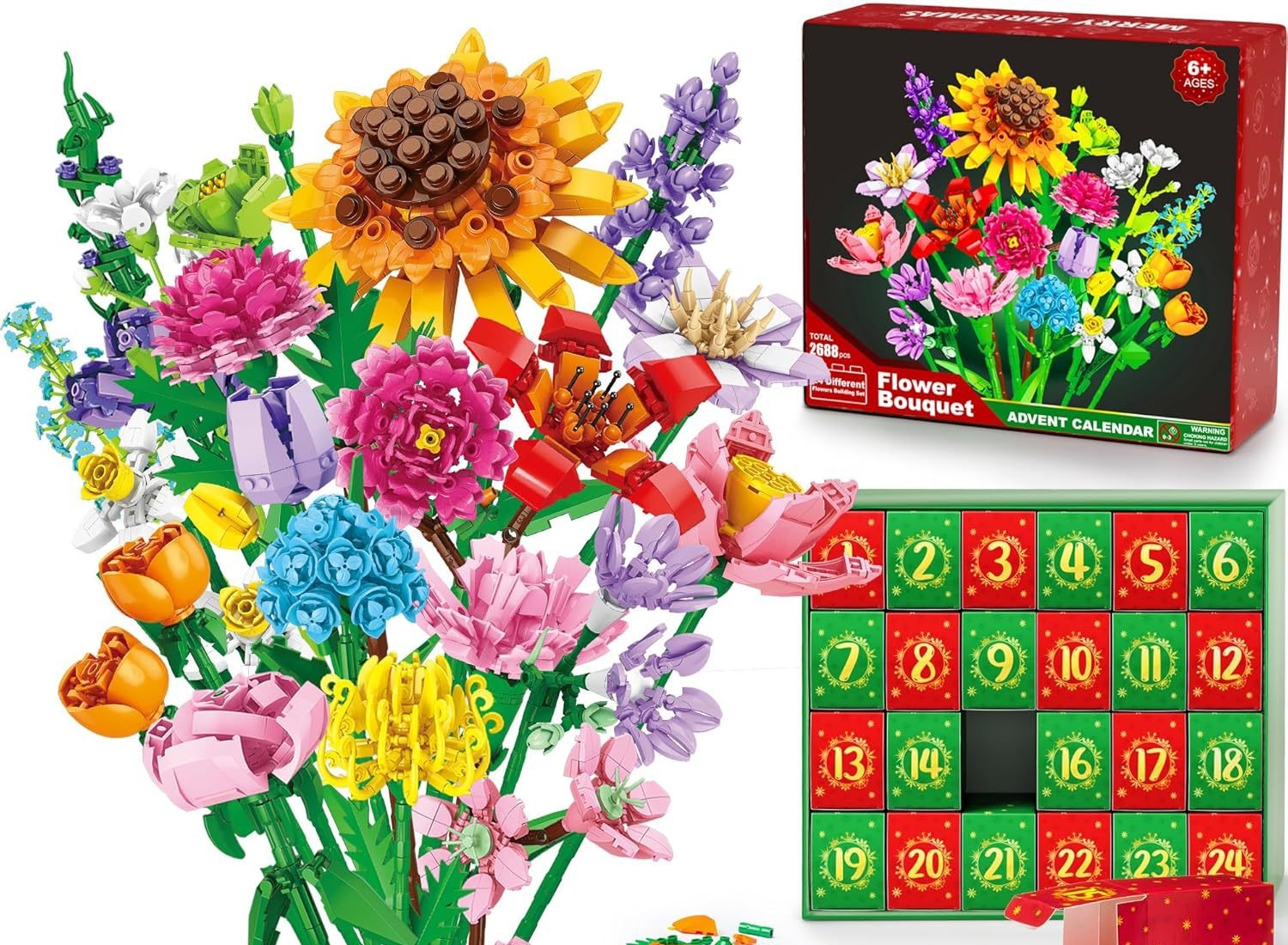 Petits blocs de construction en forme de bouquet pour Noël - Boîte mystère