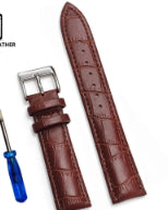 Bracelet de montre en cuir de vache et bambou avec boucle ardillon en acier inoxydable