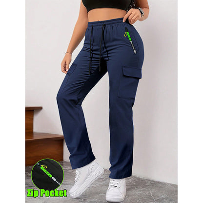 Pantalon décontracté rétro à grandes poches pour femmes