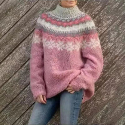 Pull ras du cou imprimé jacquard vintage