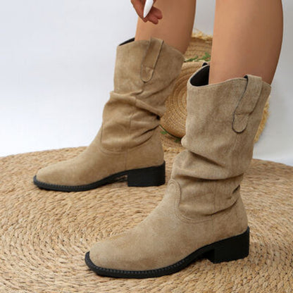 Bottes de cowboy plissées à enfiler
