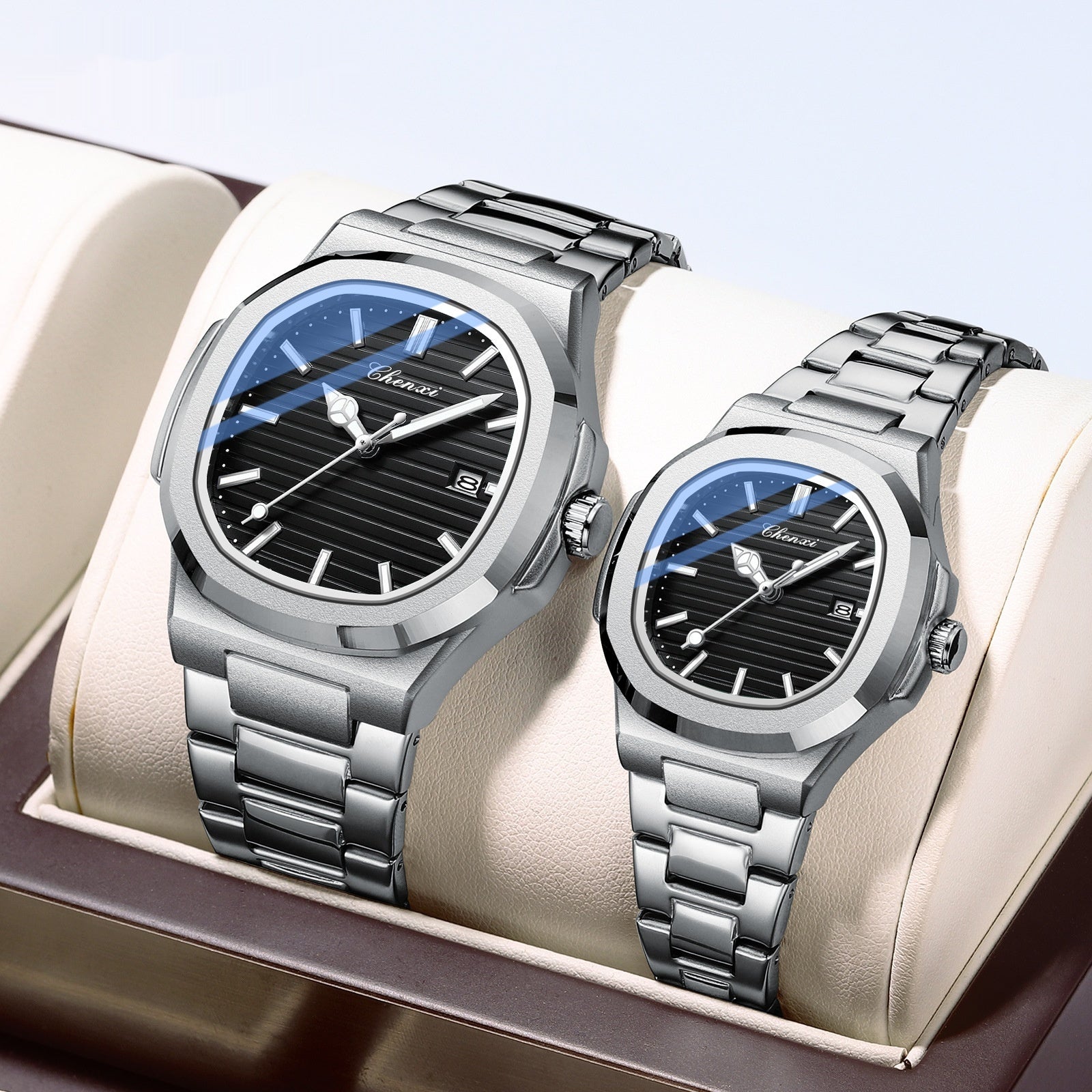 Chenxi Montre Acier Couple Lumineuse Étanche Simple Tendance