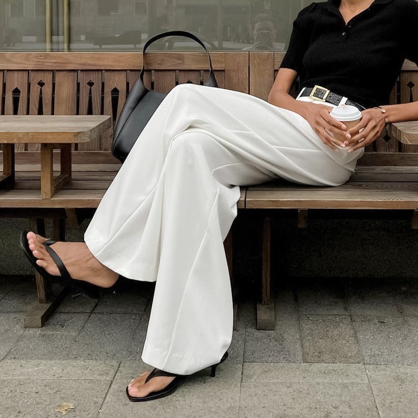 White High-waist Trousers Fashion Loose Casual Pants
