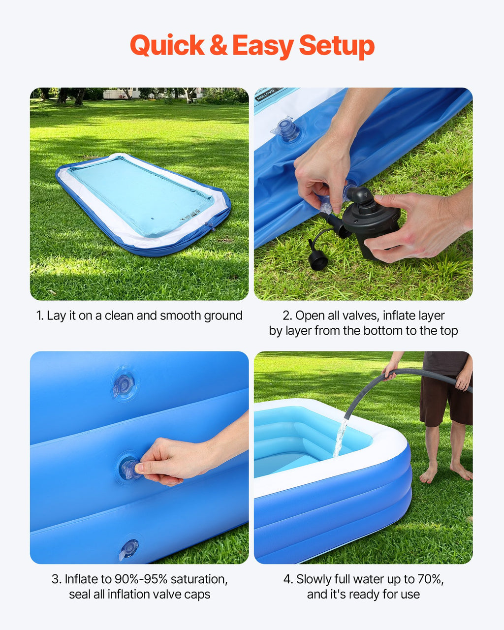 Piscina Hinchable, Piscina Hinchable Grande de 118 X 67 X 20 Pulgadas