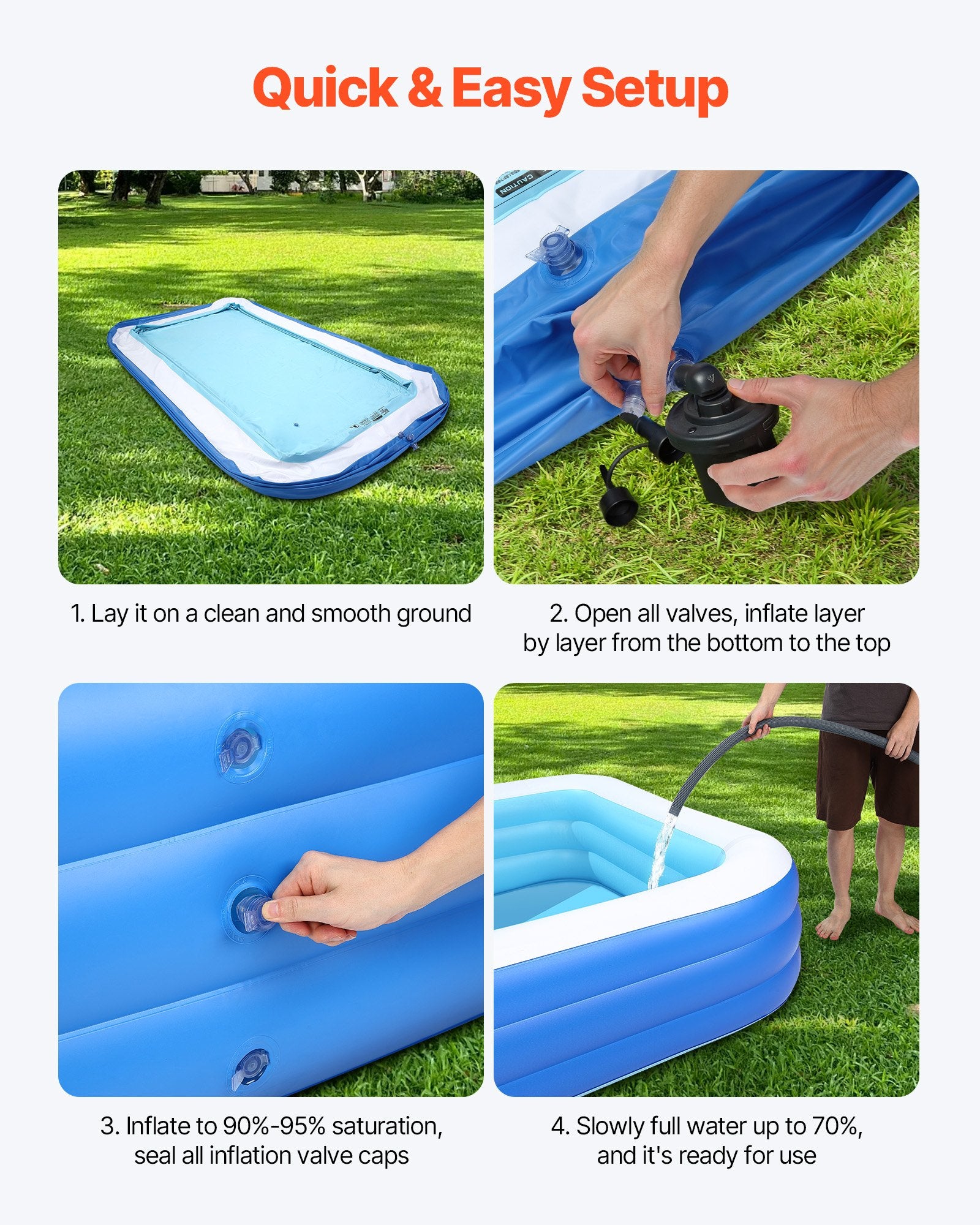Piscina Hinchable, Piscina Hinchable Grande de 118 X 67 X 20 Pulgadas