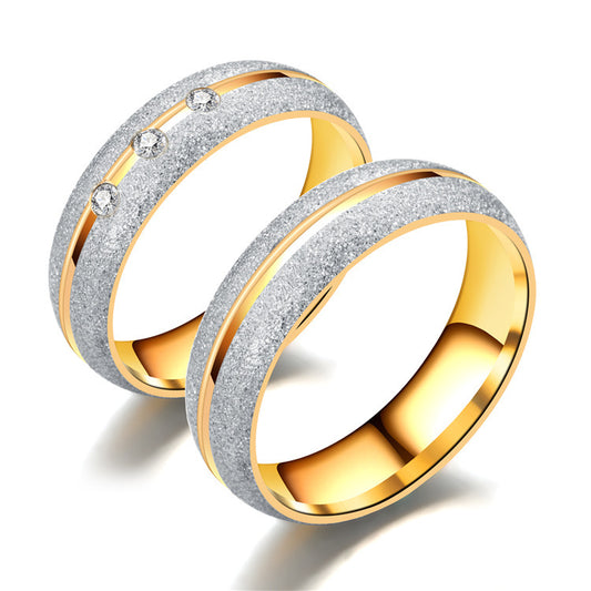 Bague de couple givrée en acier titane européen et américain