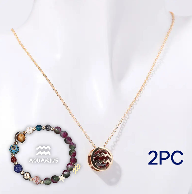Parure de collier et bracelet en perles de pierre naturelle