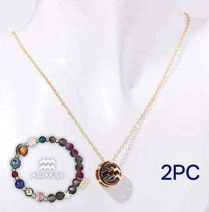Parure de collier et bracelet en perles de pierre naturelle