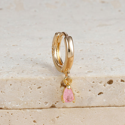 Boucles d'oreilles Micro-incrustées de zircons, cristaux colorés en forme de goutte