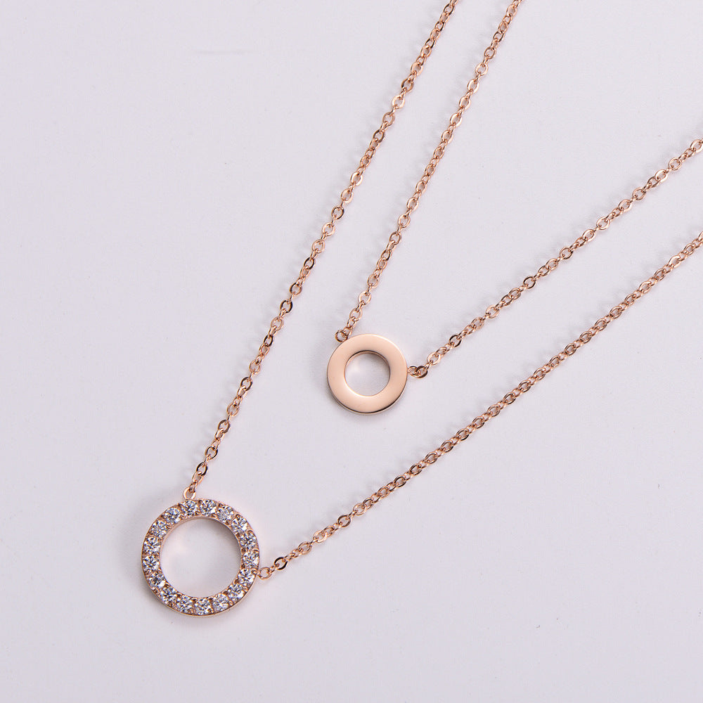 Anillo y Collar de Joyería con Zirconia Microincrustada Galvanizados en Oro de 18K para Mujer