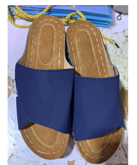 Sandales compensées d'été pour femmes, bouche de poisson à fond épais, chaussures romaines de plage de couleur unie