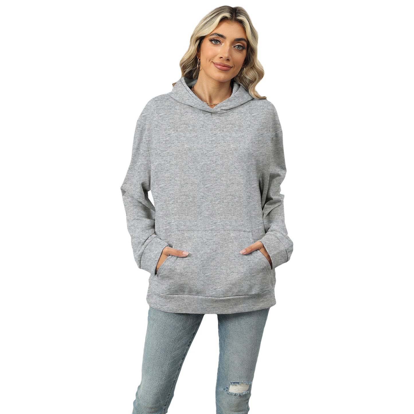 Sweat-shirt à capuche décontracté avec poches pour femmes