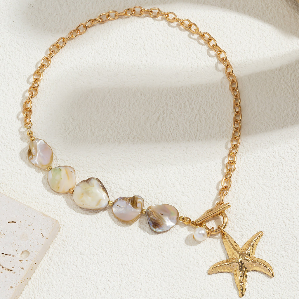 Collier décontracté Bohème en perles Étoile de mer Coquillage Sirène