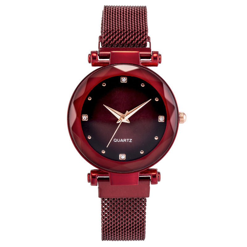Montre à absorption de fer avec bracelet magnétique paresseux en quartz étoilé pour femme