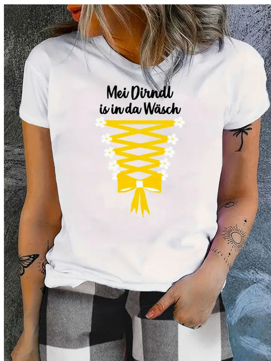 Camisa informal de manga corta y cuello redondo con estampado digital 3D