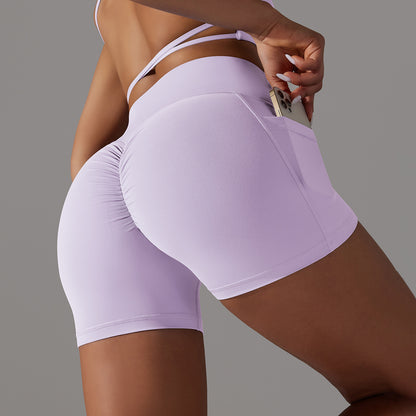 Shorts de yoga avec poche pour téléphone, pantalon de sport de fitness pour femmes