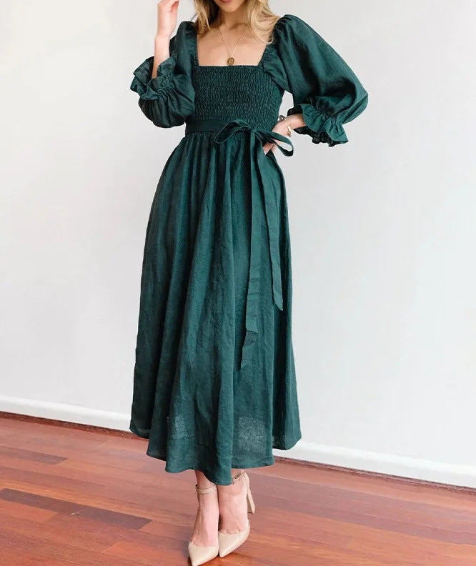 Robe femme col en V manches mi-longues réversible devant-derrière