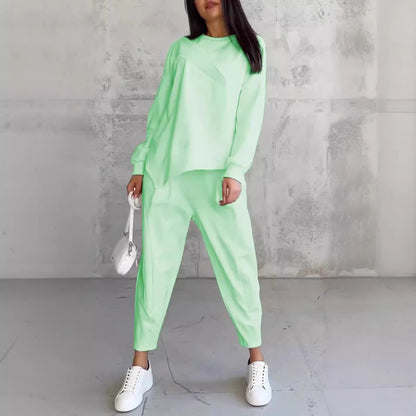 Ensemble Pull Femme Col Rond Ample Et Irrégulier À Manches Longues