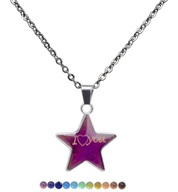 Collar con colgante que cambia de color termocromático con gema corte vintage para mujer