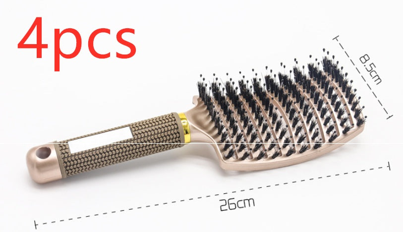 Cepillo para el cabello antinudos Brushy, desenredante para mujer, cerdas de nailon, masajeador de cuero cabelludo, peine para el cabello