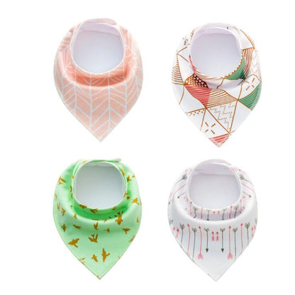 Lot de 4 bavoirs imprimés flèche vague triangle, accessoires bavoir bandana en coton pour bébé