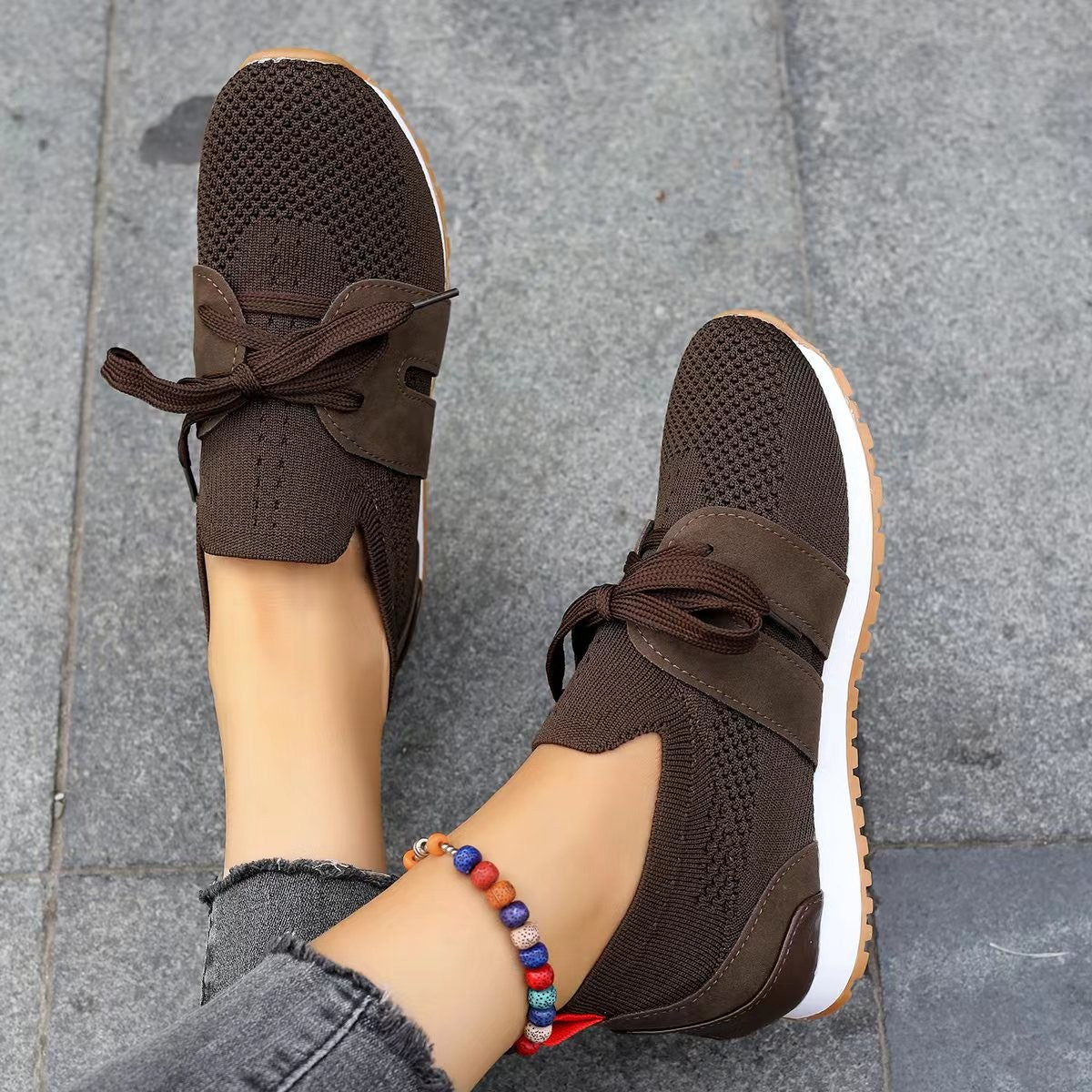 Zapatos Planos de Malla con Cordones para Mujer, Transpirables, Informales, para Caminar, con Cuña