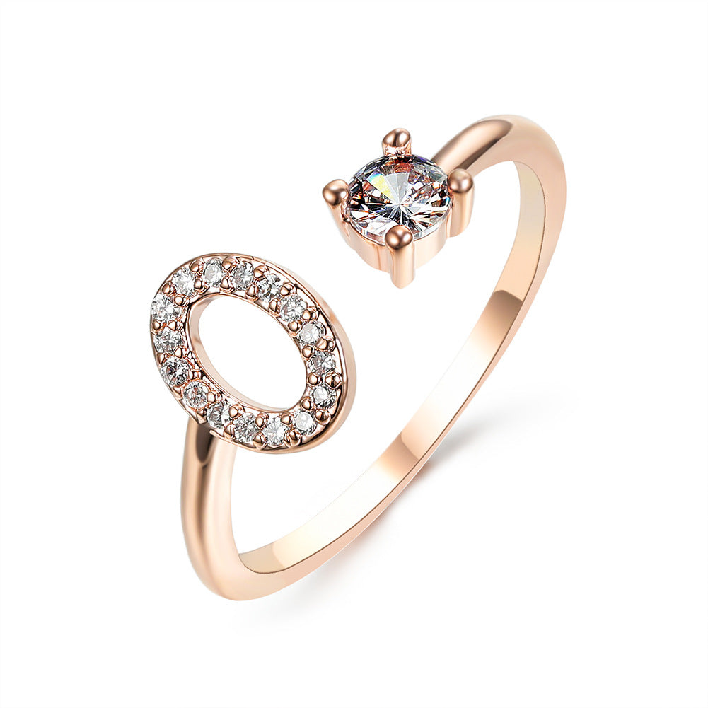 Anillo ajustable de nuevo diseño con 26 letras iniciales, joyería de moda para mujer, joyería simple y elegante