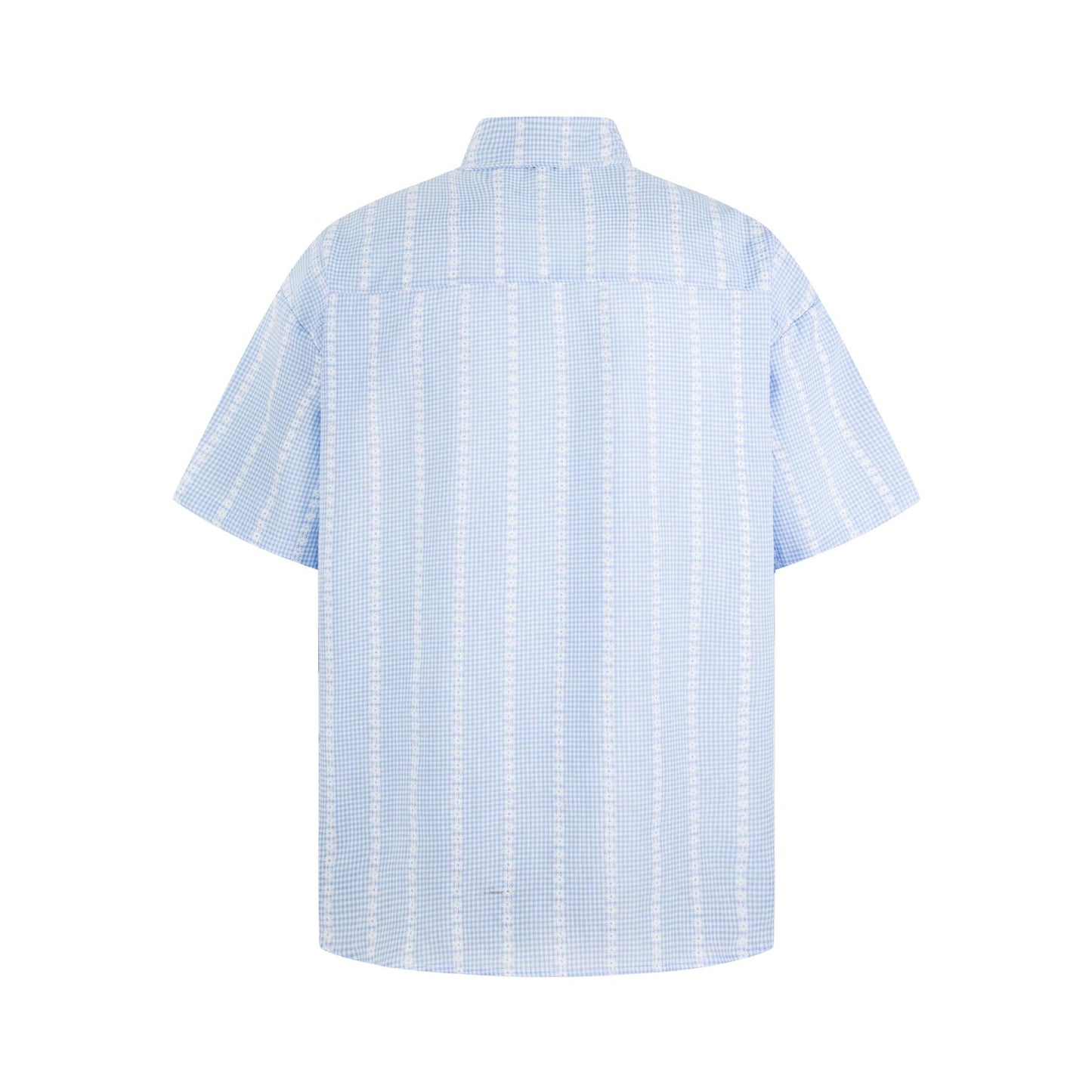 Flower graffiti checkered short sleeved shirt