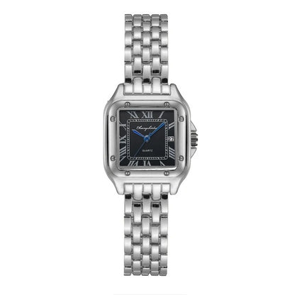 Montre à Quartz de Couple Simple Carrée en Acier Inoxydable Tendance