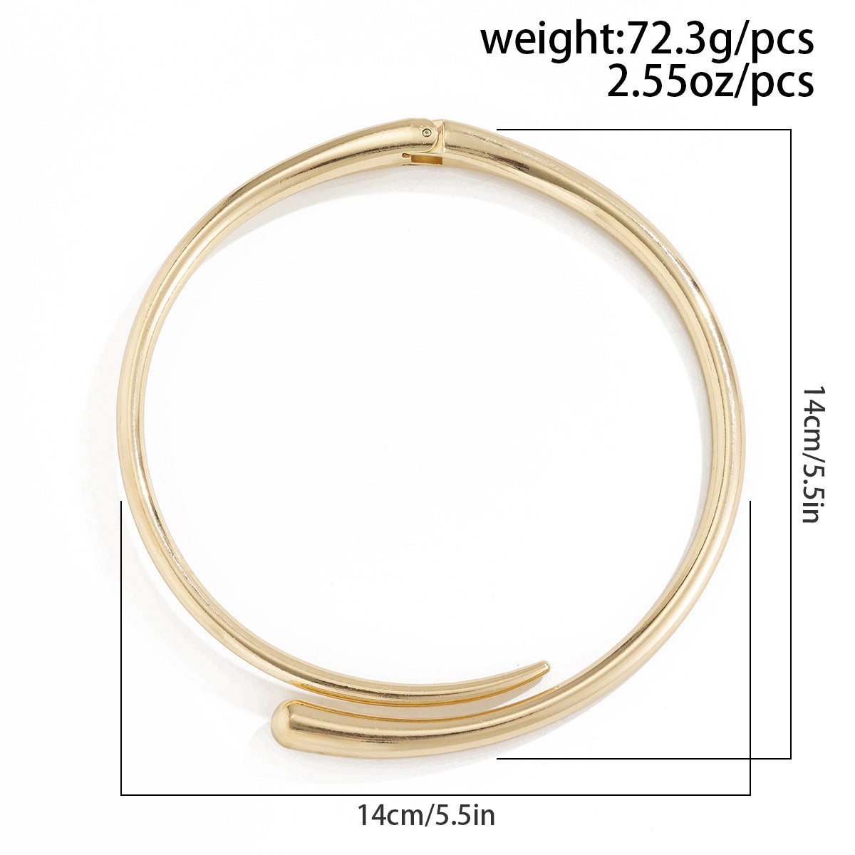 Collier ras-de-cou simple, bracelet ouvert, surface brillante en métal géométrique