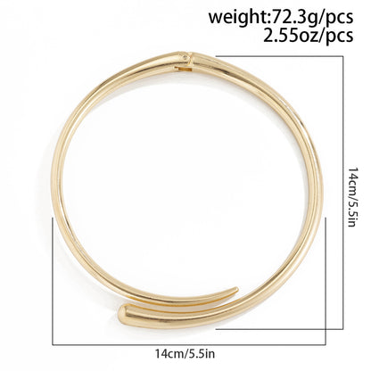 Collier ras-de-cou simple, bracelet ouvert, surface brillante en métal géométrique