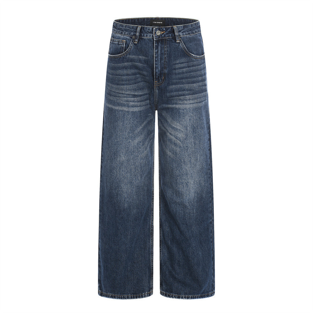 pantalon droit en denim délavé